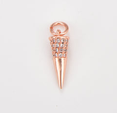 Mini Spike CZ Micro Pave Charm Pendant, Spike Pendant, Spike Charm, Mini Spike Charms, Spike, Cubic Zirconia, Charm, 18x5mm, CP1087