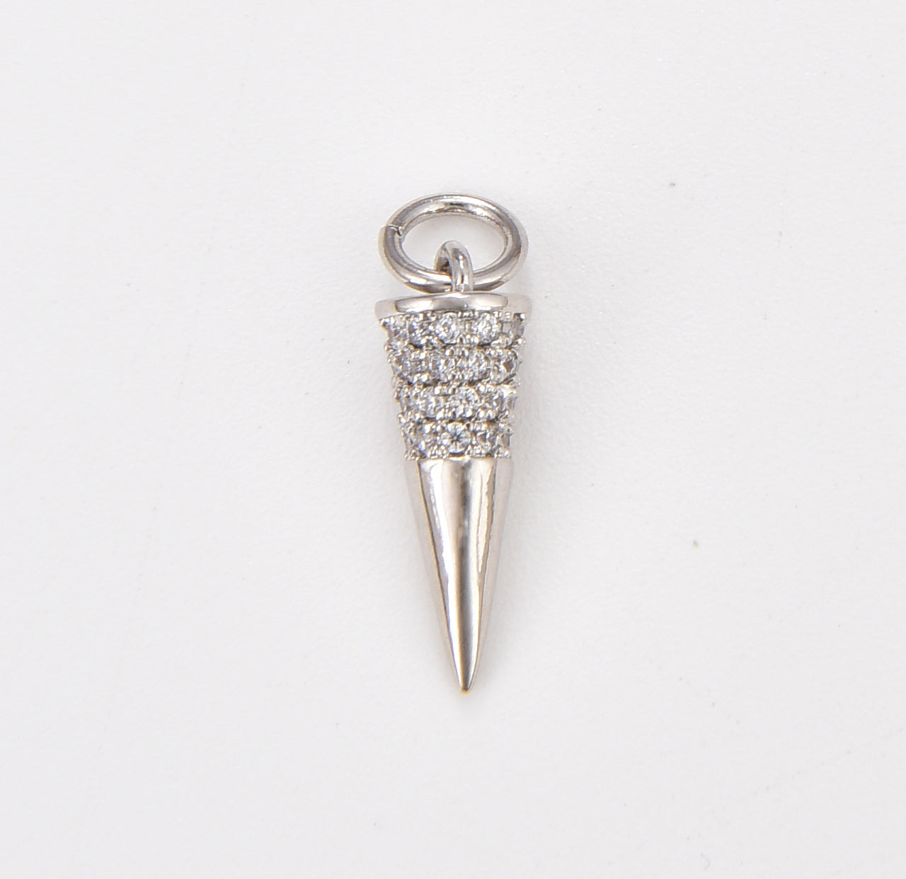 Mini Spike CZ Micro Pave Charm Pendant, Spike Pendant, Spike Charm, Mini Spike Charms, Spike, Cubic Zirconia, Charm, 18x5mm, CP1087