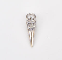 Mini Spike CZ Micro Pave Charm Pendant, Spike Pendant, Spike Charm, Mini Spike Charms, Spike, Cubic Zirconia, Charm, 18x5mm, CP1087