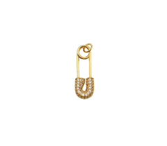 Safety Pin Charm Pendant, CZ Micro Pave Gold Safety Pin Charm, Gold Safety Pin Charm, 18k Gold, Cubic Zirconia, 23x8mm, CP1088