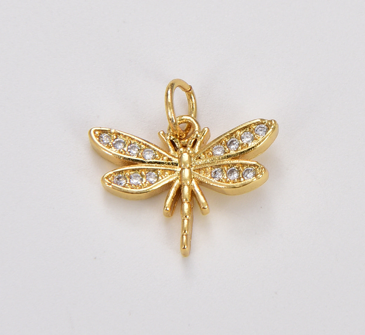 Dragonfly CZ Micro Pave Charm Pendant, Dragonfly Charm, Dragonfly Pendant, Dragonfly Necklace, Cubic Zirconia, Charm, 15x12mm, CP1092