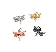 Dragonfly CZ Micro Pave Charm Pendant, Dragonfly Charm, Dragonfly Pendant, Dragonfly Necklace, Cubic Zirconia, Charm, 15x12mm, CP1092