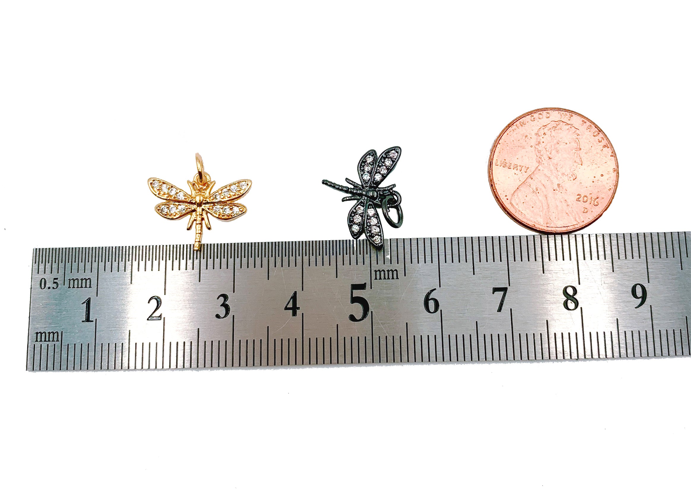 Dragonfly CZ Micro Pave Charm Pendant, Dragonfly Charm, Dragonfly Pendant, Dragonfly Necklace, Cubic Zirconia, Charm, 15x12mm, CP1092