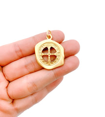 Large Gold Cross Charm Pendant, Holy Cross Gold Charm Pendant, 18k Gold Cross Charm, Cross Pendant, 30x25mm, CP1094