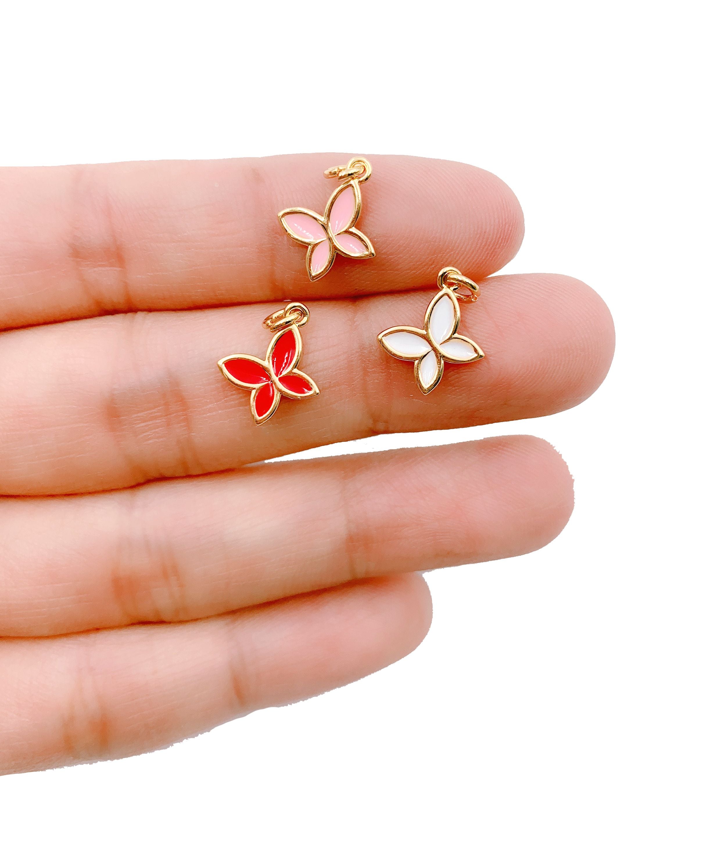 Enamel Butterfly Charm Pendant, Dainty Small Butterfly, Insect Charm, Butterfly Necklace, Butterfly Bracelet, 10mm, CP1096