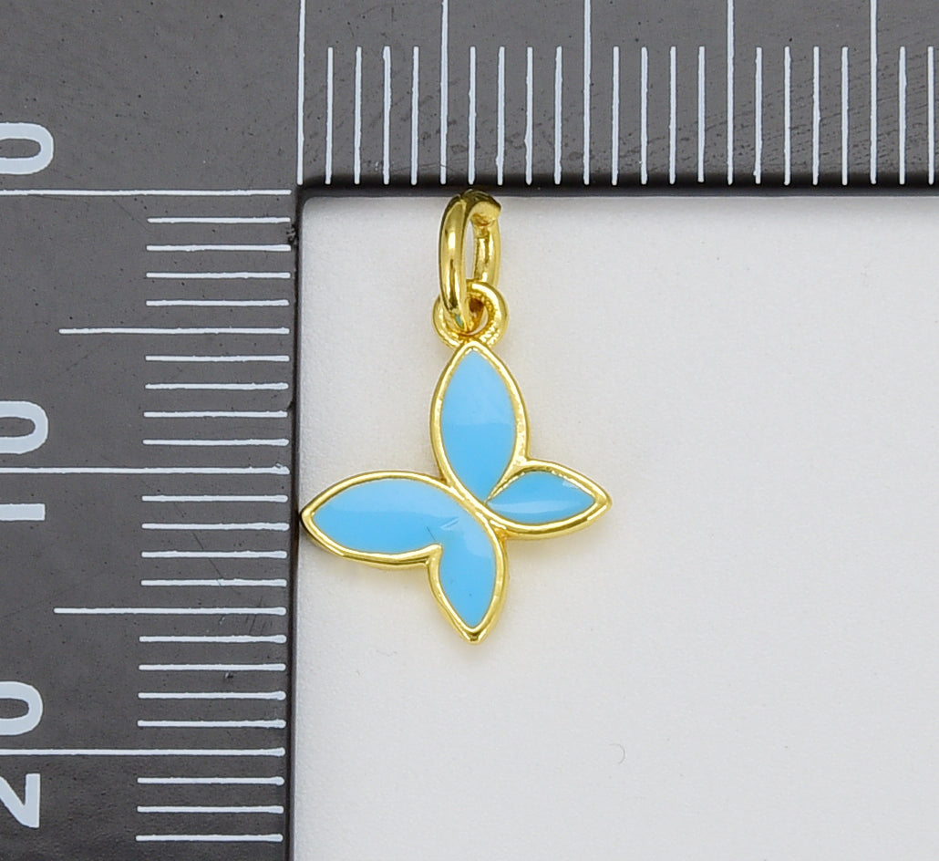 Enamel Butterfly Charm Pendant, Dainty Small Butterfly, Insect Charm, Butterfly Necklace, Butterfly Bracelet, 10mm, CP1096