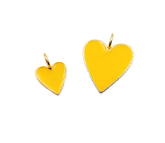 Yellow Enamel Heart Charm Pendant, Gold Filled Over Brass Heart Charm, Heart Pendant, Heart Necklace, Yellow Heart Charm, 15/24mm, CP1100