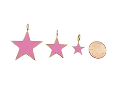 18K Gold Filled Pink Enamel Star Charm, Star Charm, Star Pendant, Enamel Charms, Star Necklace, Small/Medium/Large, 15/25/35mm, CP1101