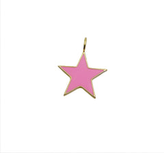 18K Gold Filled Pink Enamel Star Charm, Star Charm, Star Pendant, Enamel Charms, Star Necklace, Small/Medium/Large, 15/25/35mm, CP1101