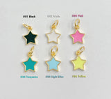 18K Gold Filled Enamel Star Charm, Turquoise Light Blue Black Gold Filled Over Brass Star Pendant, Enamel Charm for Necklace Bracelet Earrings, 8mm, CP1103
