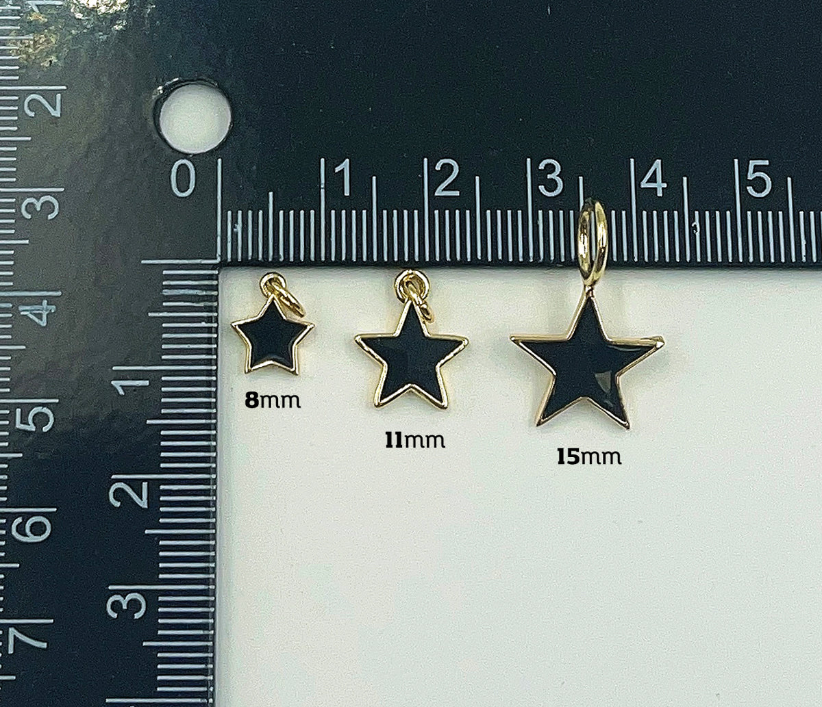 Black Enamel Star Gold Finish Charm Pendant, Star Charm, Star Pendant, Star Necklace, Enamel Charm, Charm Necklace, CP1103