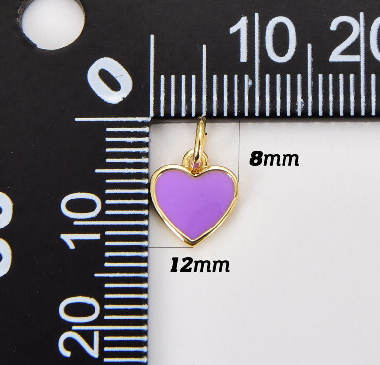 18K Gold Filled Mini Enamel Heart Charm in White, Black, Pink, Navy, Green, Turquoise Blue, Red, Enamel Charms, Gold Filled Over Brass Heart Charm, CP1104