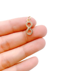 Infinity Charm Pendant, 18K Gold CZ Micro Pave Infinity Pendant, Infinity Symbol, Infinity Charm, Infinity Necklace, 17x7mm, CP1111