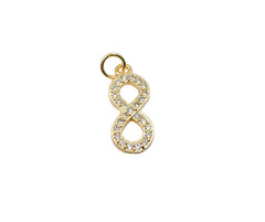 Infinity Charm Pendant, 18K Gold CZ Micro Pave Infinity Pendant, Infinity Symbol, Infinity Charm, Infinity Necklace, 17x7mm, CP1111