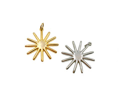 18K Gold Sunburst Charm Pendant, Sun Charm, Sun Pendant, Sun Necklace, Charm Necklace, Charm Bracelet, Necklace Pendant, 18mm, CP1133