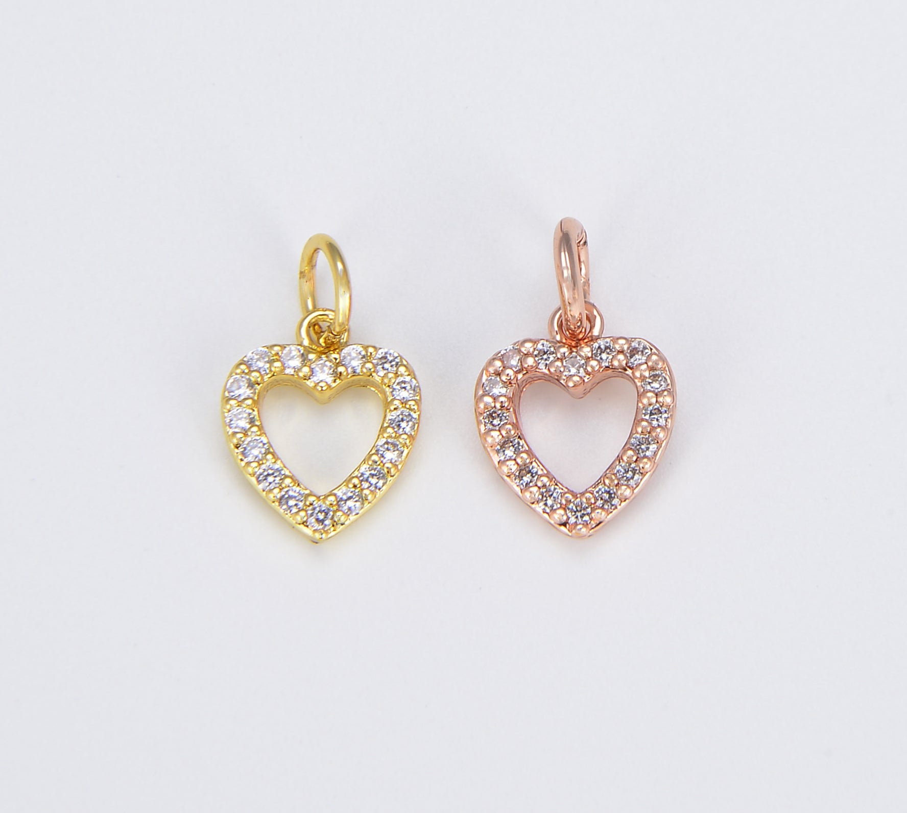 Heart Charm Pendant, 18K Gold CZ Micro Pave Heart Pendant, Heart Charm, Heart Pendant, Heart Necklace, Cubic Zirconia, 11x9mm, CP1134