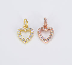 Heart Charm Pendant, 18K Gold CZ Micro Pave Heart Pendant, Heart Charm, Heart Pendant, Heart Necklace, Cubic Zirconia, 11x9mm, CP1134