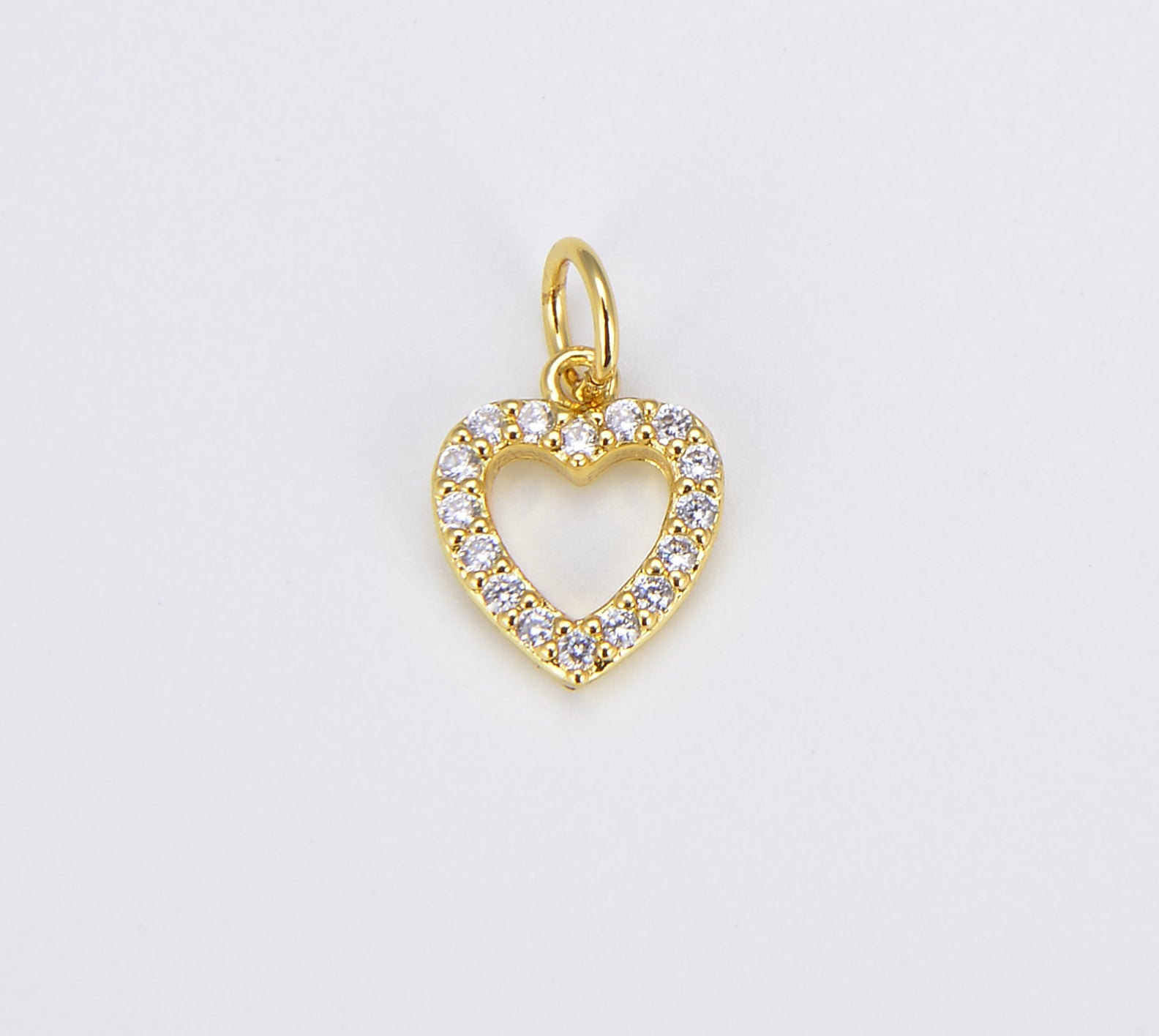 Heart Charm Pendant, 18K Gold CZ Micro Pave Heart Pendant, Heart Charm, Heart Pendant, Heart Necklace, Cubic Zirconia, 11x9mm, CP1134