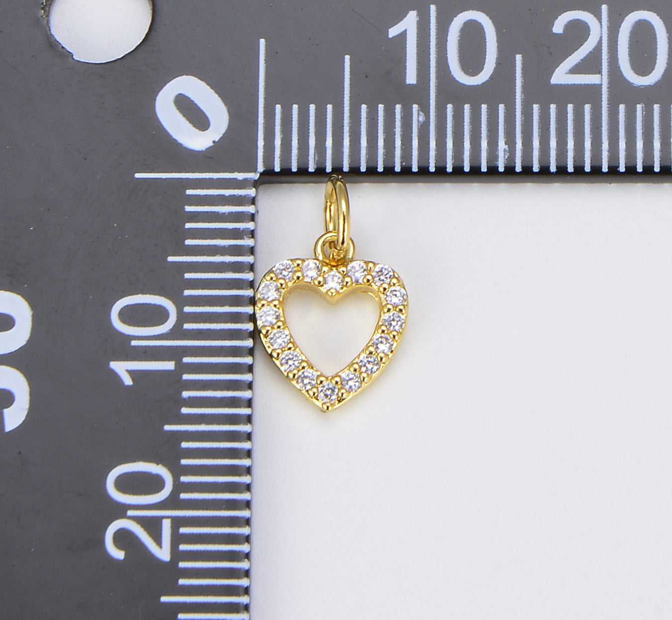 Heart Charm Pendant, 18K Gold CZ Micro Pave Heart Pendant, Heart Charm, Heart Pendant, Heart Necklace, Cubic Zirconia, 11x9mm, CP1134