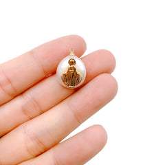 Freshwater Pearl Virgin Mary Charm, Virgin Mary Pendant, Our Lady Of Guadalupe, Virgin Mary Necklace, Virgin Mary, 14mm, CP1144