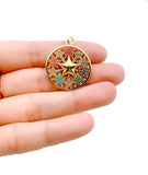 Colored CZ Star Charm Pendant, 18K Gold CZ Micro Pave Star Pendant, Star Necklace, Star Charm, Star Pendant, 26mm, CP1152