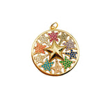 Colored CZ Star Charm Pendant, 18K Gold CZ Micro Pave Star Pendant, Star Necklace, Star Charm, Star Pendant, 26mm, CP1152