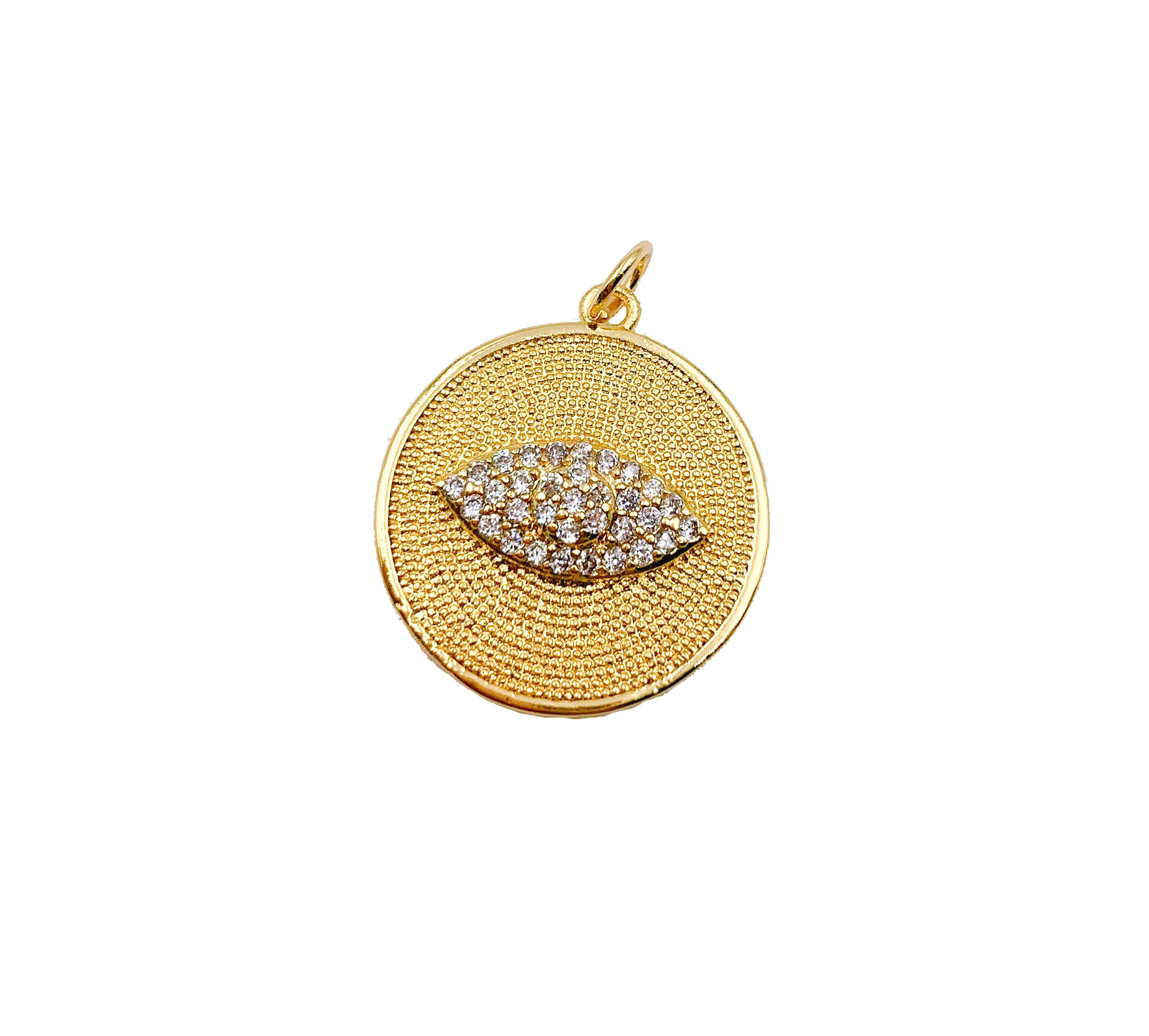 Evil Eye Charm Pendant, 18K Gold CZ Micro Pave Evil Eye Pendant, Evil Eye Necklace, Evil Eye Charm, Cubic Zirconia, 20mm, CP1153