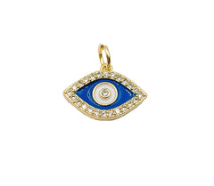 Blue Evil Eye Charm Pendant, 18K Gold Filled CZ Micro Pave Evil Eye Pendant, Evil Eye Necklace, Evil Eye Charm, 15x11mm, CP1154