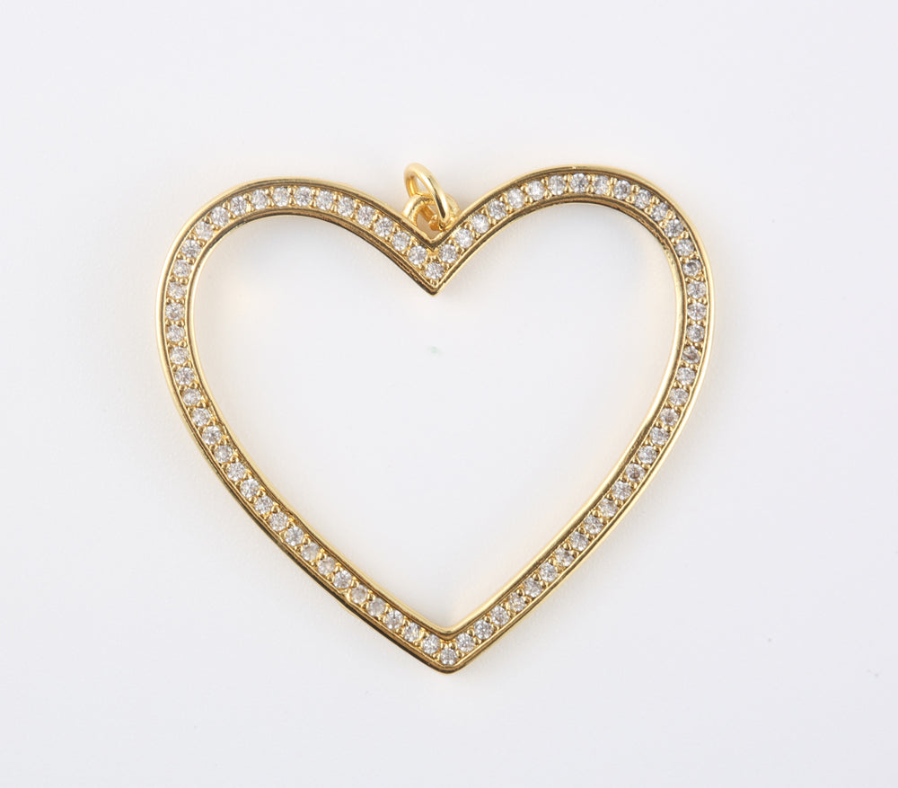 24K Gold Filled Heart Charm Pendant, Cubic Zirconia Micro Pave Heart Pendant, Heart Necklace, Heart Pendant, Heart, 17,35mm, CP1155