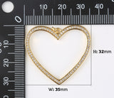 24K Gold Filled Heart Charm Pendant, Cubic Zirconia Micro Pave Heart Pendant, Heart Necklace, Heart Pendant, Heart, 17,35mm, CP1155