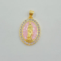 24K Gold Filled Cubic Zirconia Micro Pave Virgin Mary Pendant, Our Lady Of Guadalupe, CP1156