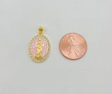 24K Gold Filled Cubic Zirconia Micro Pave Virgin Mary Pendant, Our Lady Of Guadalupe, CP1156