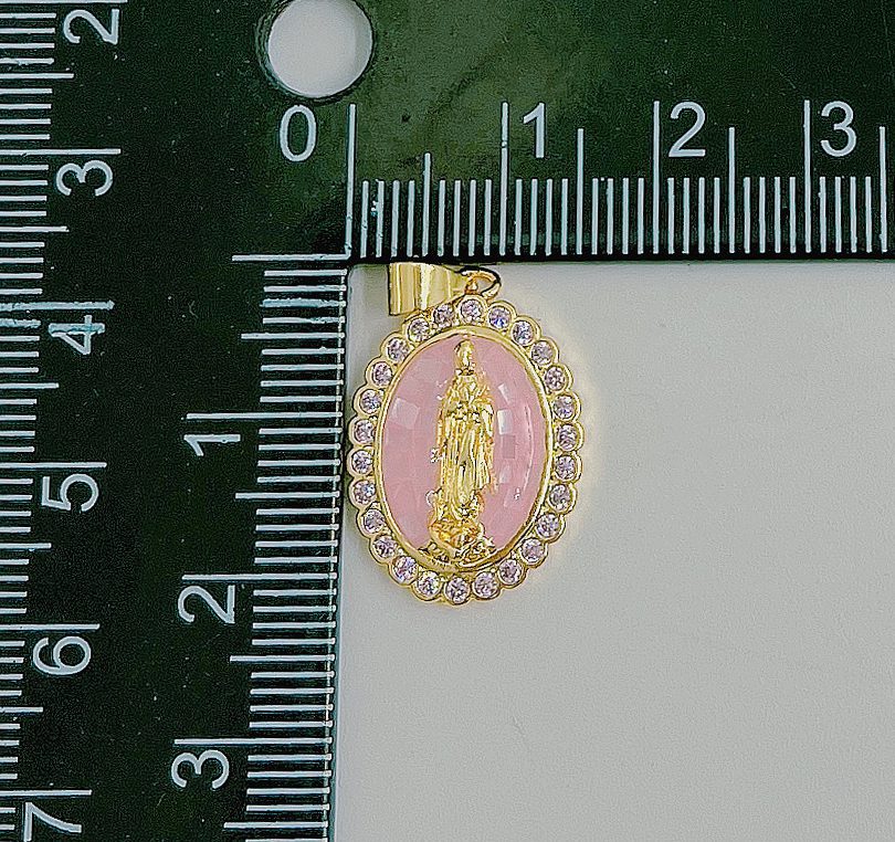 24K Gold Filled Cubic Zirconia Micro Pave Virgin Mary Pendant, Our Lady Of Guadalupe, CP1156