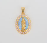 24K Gold Filled Cubic Zirconia Micro Pave Virgin Mary Pendant, Our Lady Of Guadalupe, CP1156