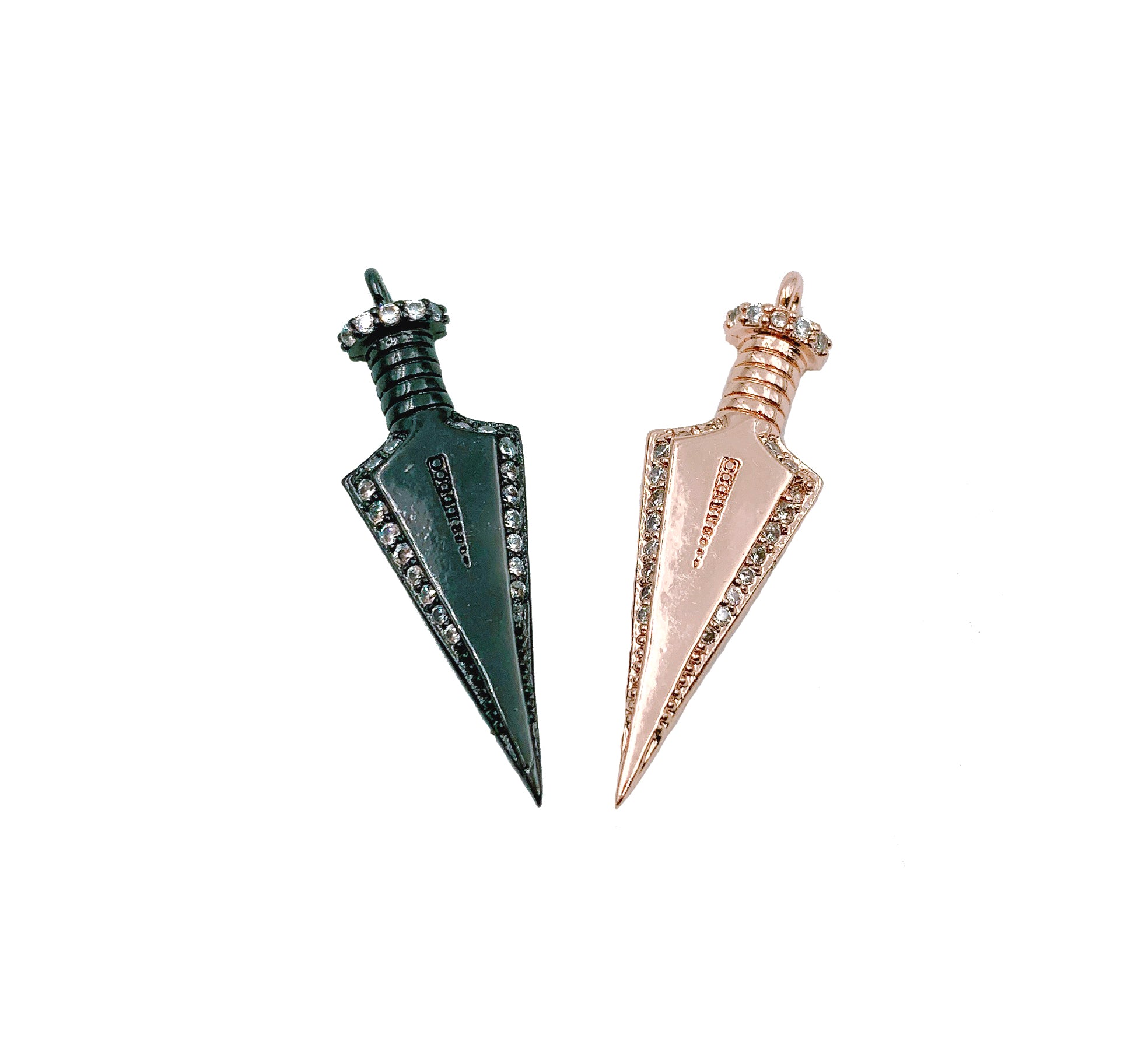 Arrow Head Charm, CZ Micro Pave Triangle Arrow Spike Pendant, Spear Dragger Spike Charm for Necklace Bracelet Cubic Zirconia, CP1164