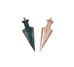 Arrow Head Charm, CZ Micro Pave Triangle Arrow Spike Pendant, Spear Dragger Spike Charm for Necklace Bracelet Cubic Zirconia, CP1164