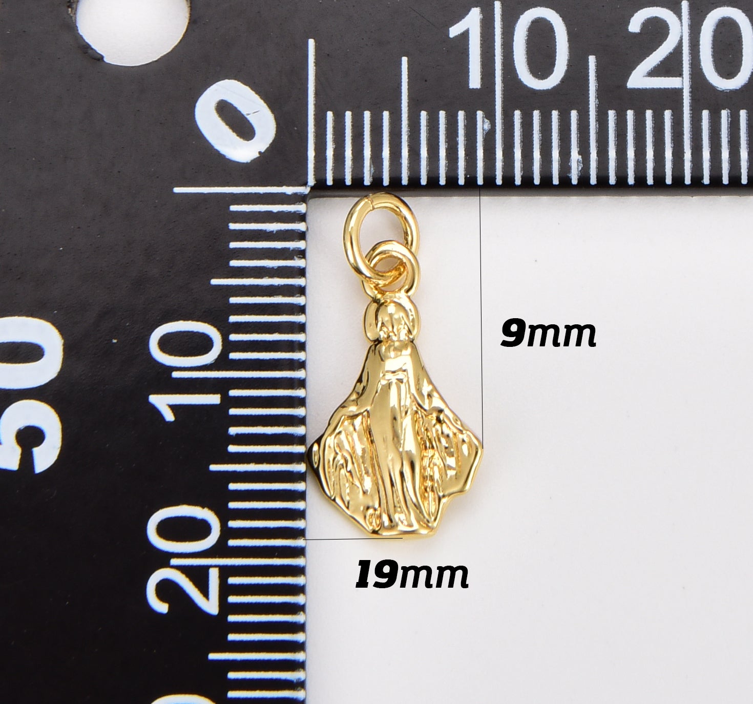 Dainty 18k Gold Virgin Mary Pendant Necklace Micro Pave Virgen de Guadalupe Medallion for Necklace Religious Jewelry 15x10mm, CP1166