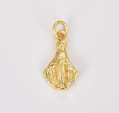 Dainty 18k Gold Virgin Mary Pendant Necklace Micro Pave Virgen de Guadalupe Medallion for Necklace Religious Jewelry 15x10mm, CP1166