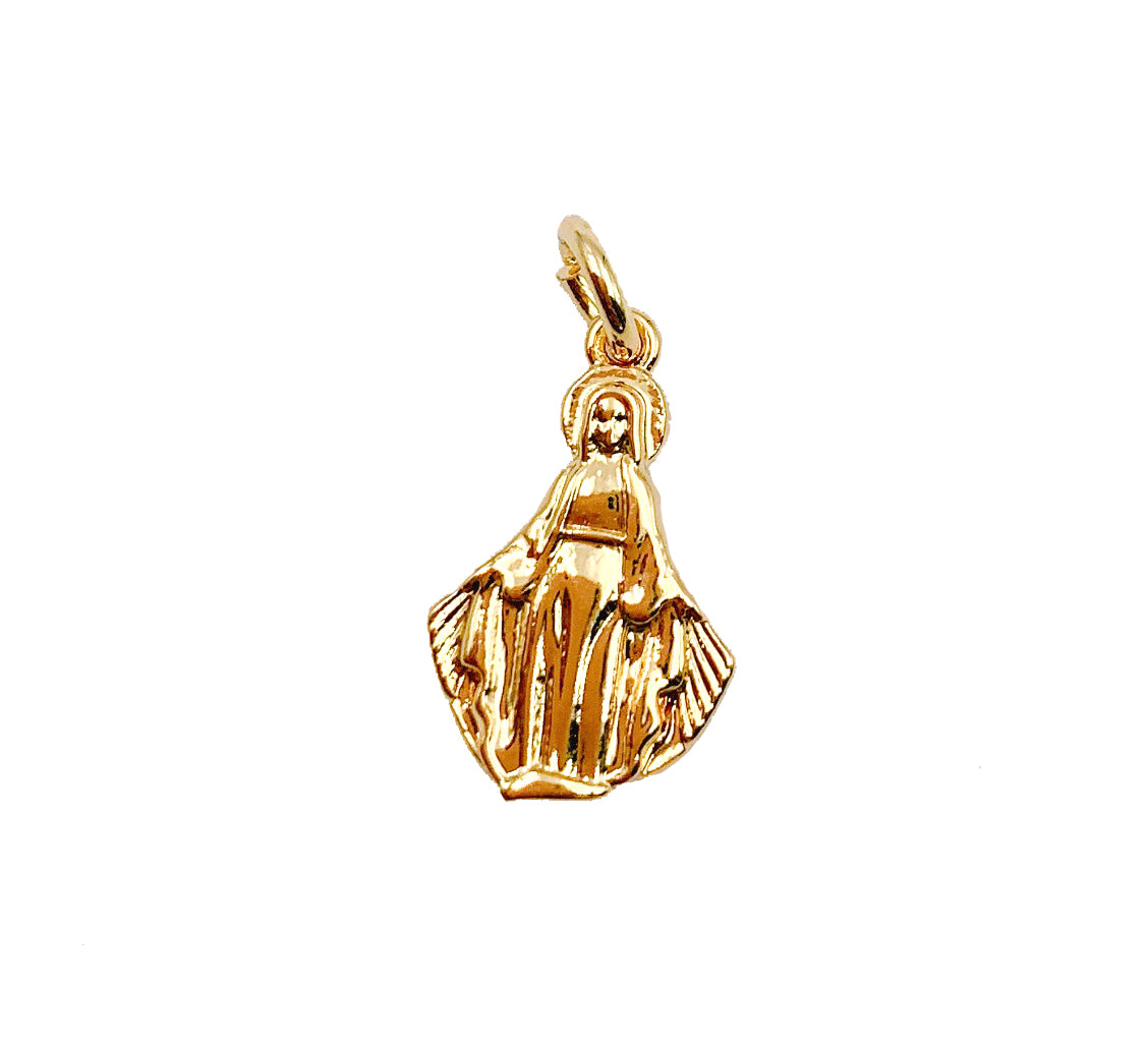 Dainty 18k Gold Virgin Mary Pendant Necklace Micro Pave Virgen de Guadalupe Medallion for Necklace Religious Jewelry 15x10mm, CP1166