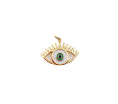 14K Gold Filled Evil Eye with Lashes Charm, Enamel Evil Eye Pendant, Evil Eye Charm, Evil Eye Necklace, Greek Eye Charm, 23mm, CP1179