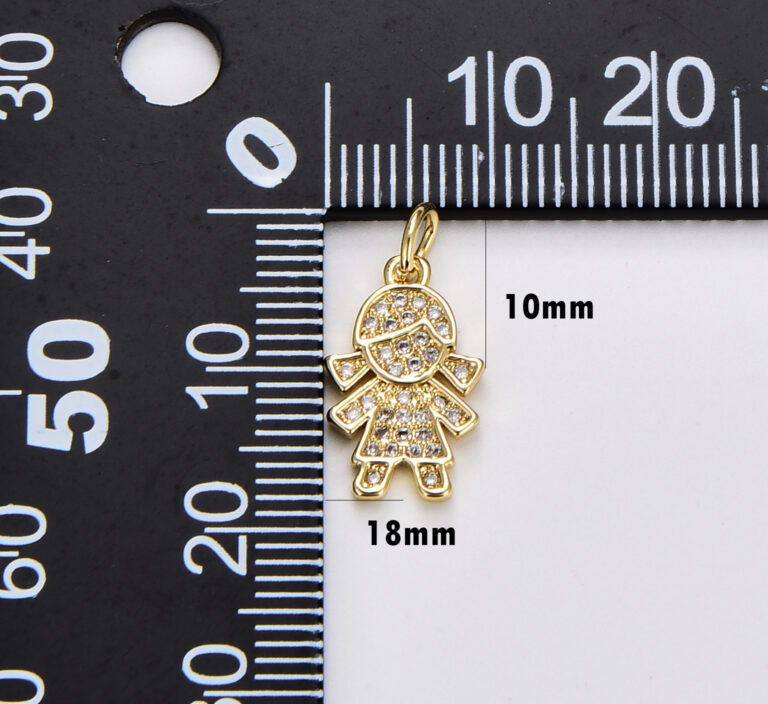 18K Gold Filled Boy and Girl Charm Pendant, Cubic Zirconia Micro Pave Boy and Girl Pendant, Kids Charm, Cubic Zirconia, Charm Necklace, 15x10mm, CP1181