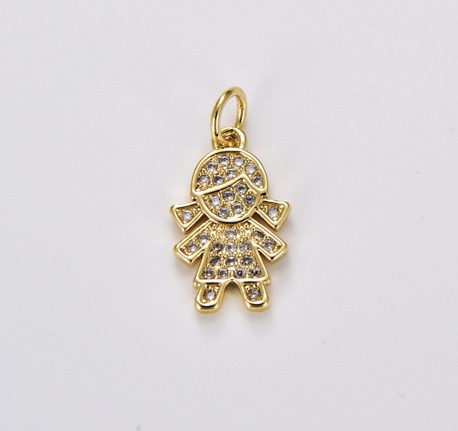 18K Gold Filled Boy and Girl Charm Pendant, Cubic Zirconia Micro Pave Boy and Girl Pendant, Kids Charm, Cubic Zirconia, Charm Necklace, 15x10mm, CP1181