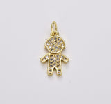 18K Gold Filled Boy and Girl Charm Pendant, Cubic Zirconia Micro Pave Boy and Girl Pendant, Kids Charm, Cubic Zirconia, Charm Necklace, 15x10mm, CP1181