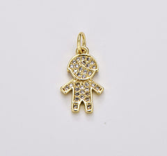 18K Gold Filled Boy and Girl Charm Pendant, Cubic Zirconia Micro Pave Boy and Girl Pendant, Kids Charm, Cubic Zirconia, Charm Necklace, 15x10mm, CP1181