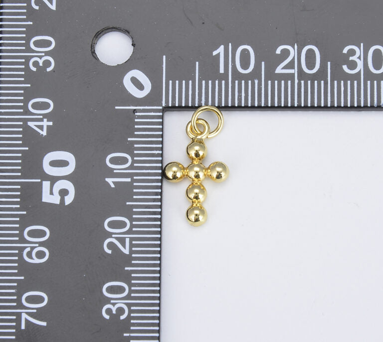 22K Gold Filled Cross Charm, Plain Faith Crucifix Pendant Religious Jewelry for Necklace Making Supplies, Cross Pendant, 10mm, CP1183