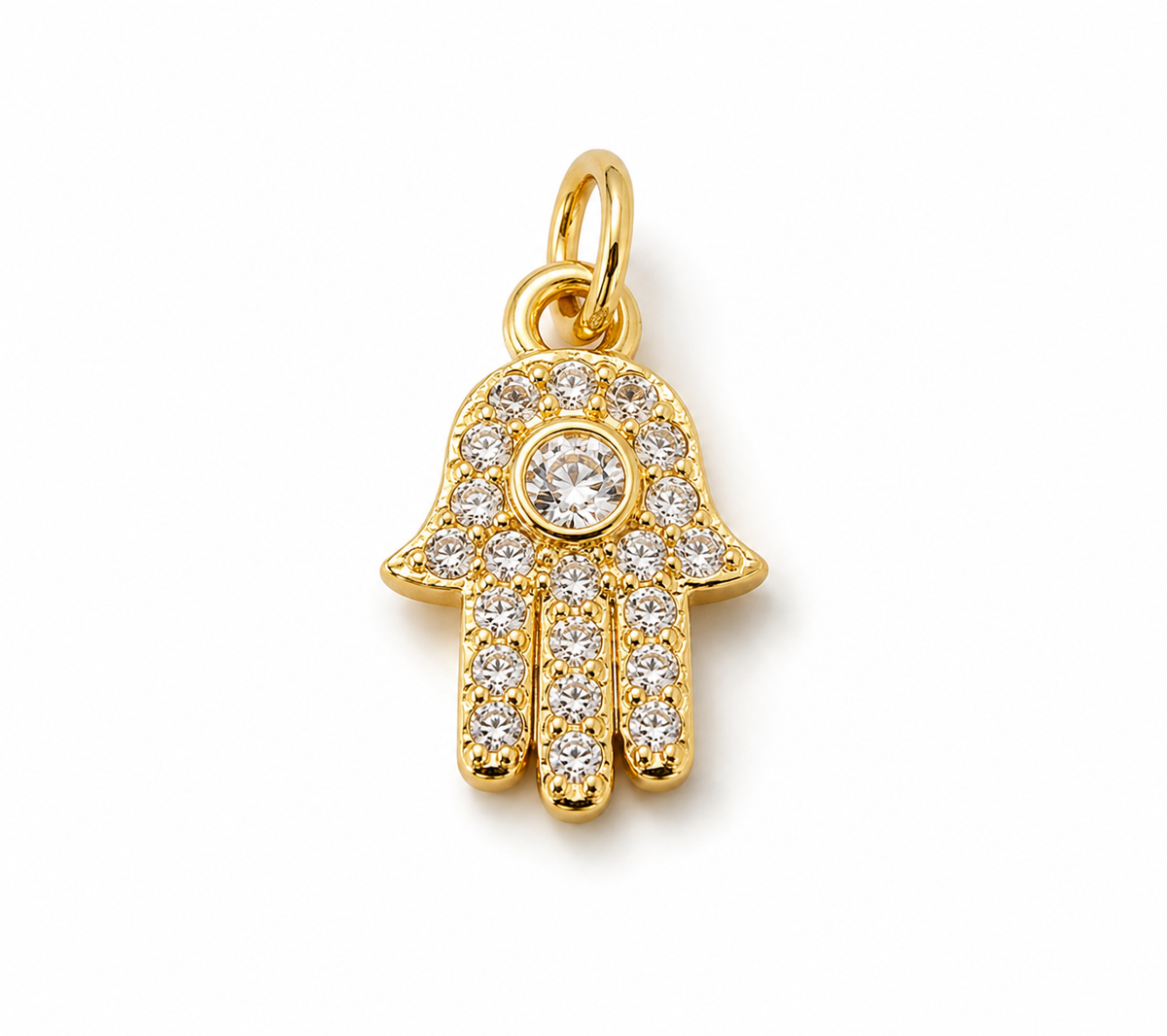 Gold Filled Hamsa Hand Charm Pendant, CZ Pave Hamsa Evil Eye Protection Charm for Necklace Bracelet DIY Jewelry Supplies, CP1186 #2