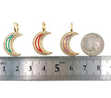 24K Gold Filled Shiny Enamel Crescent Moon Charms, Crescent Moon Charm, Enamel Moon Charms, Enamel Charms, Enamel Crescent, 26x14mm, CP1196