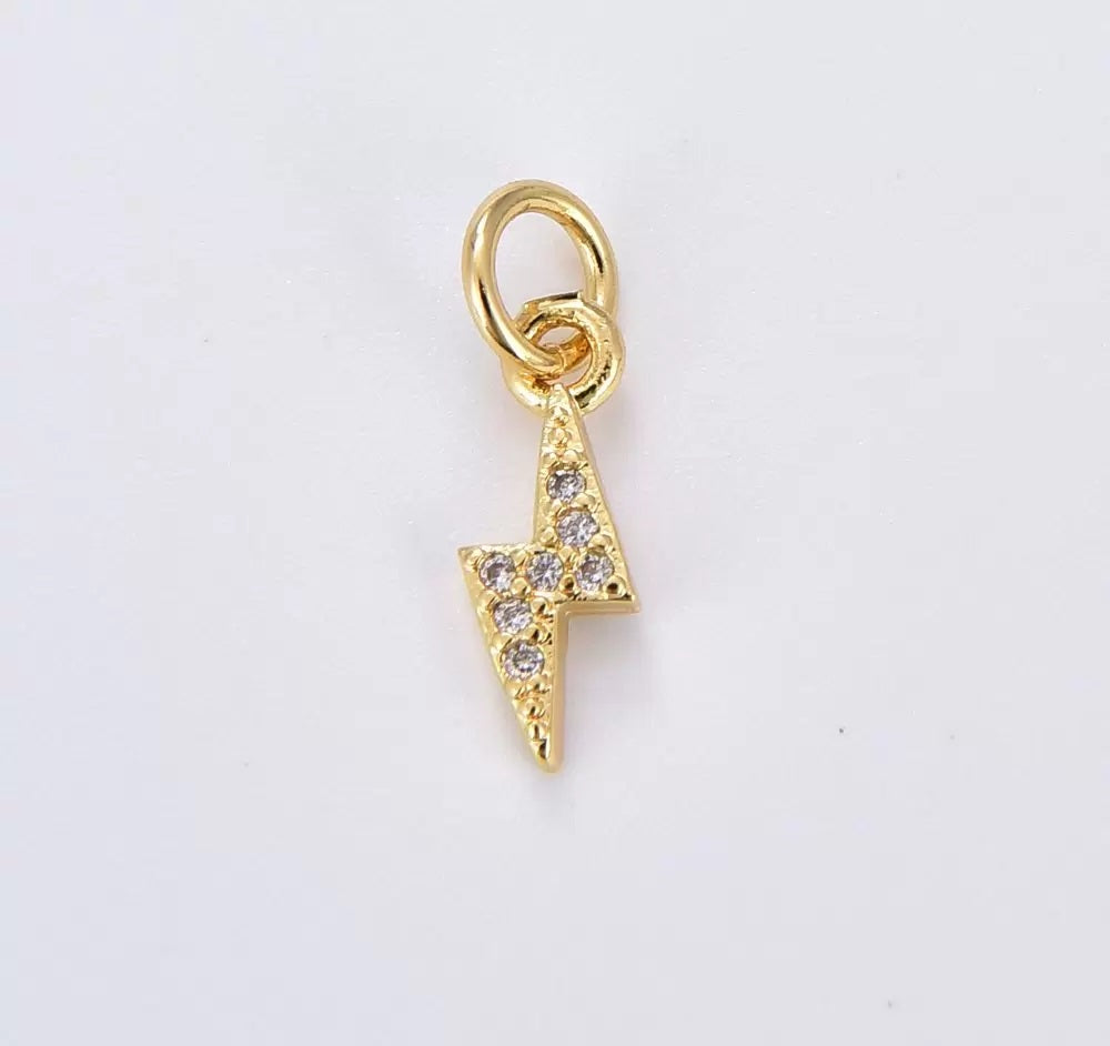 18K Gold Filled Dainty Lightning Charm Pendant, CP1197