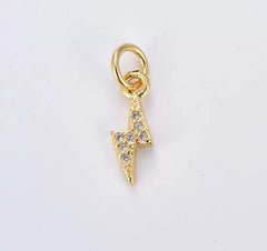 18K Gold Filled Dainty Lightning Charm Pendant, CP1197