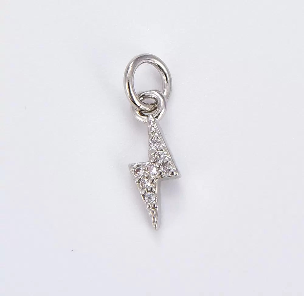 18K Gold Filled Dainty Lightning Charm Pendant, CP1197